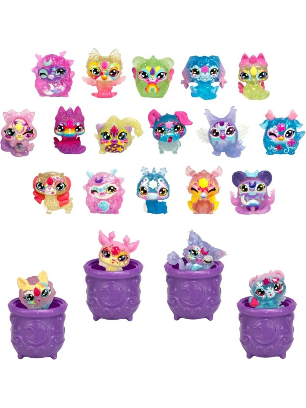Magic Mixies Minis Mega Pack - 20 Collectible Figures, 4 Hidden Cauldrons, 5 New
